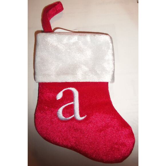 Lower Case a Monogram on red MINI Christmas Stocking 8"X6" by Merry Brite - Picture 2 of 2